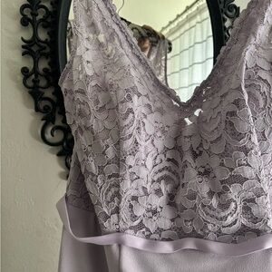David's Bridal Lace Stretch Crepe V-neck Bridesmaid Dress Women's Size 14 IRIS